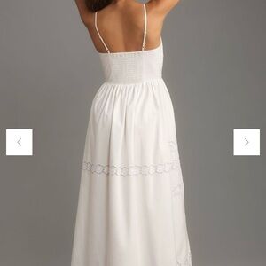 NWOT 🔥Anthropologie Vineet  Bahl White Plunge Neck Sleeveless Maxi Dress